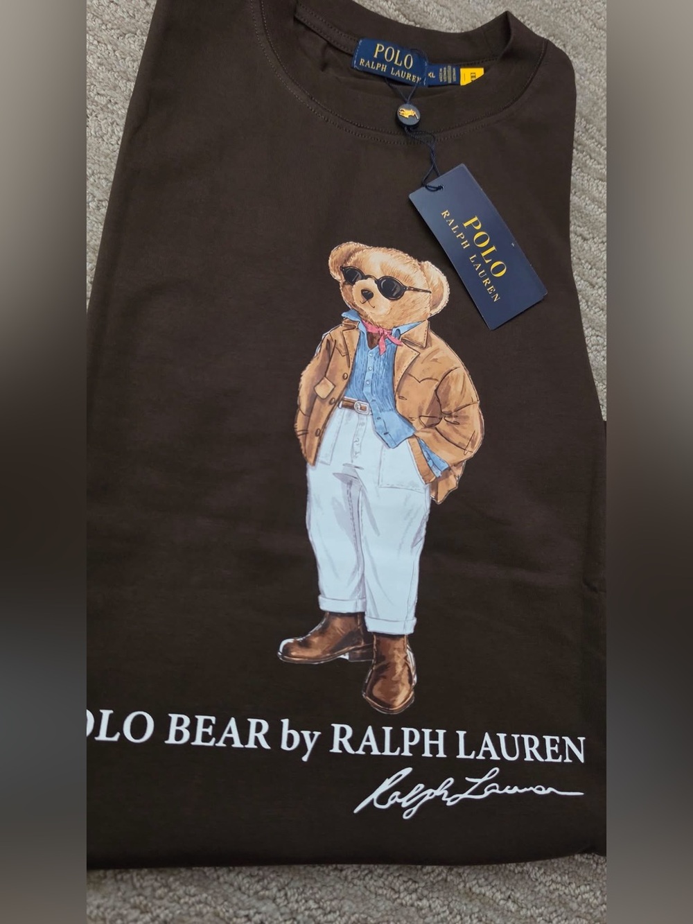 Polo by Ralph Lauren Brown Graphic Tee with Polo Bear